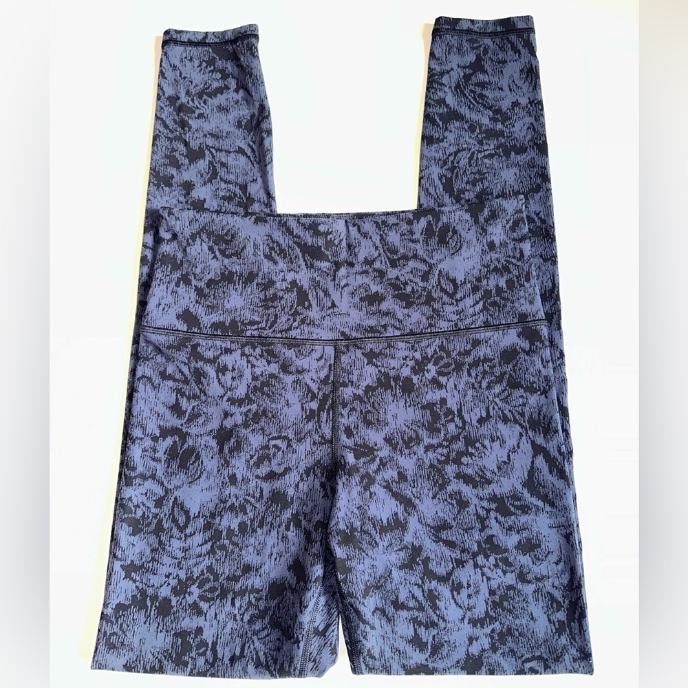 Athleta Textured Elation Tights Medium Tall Black Blue High Rise 28.5” Inseam